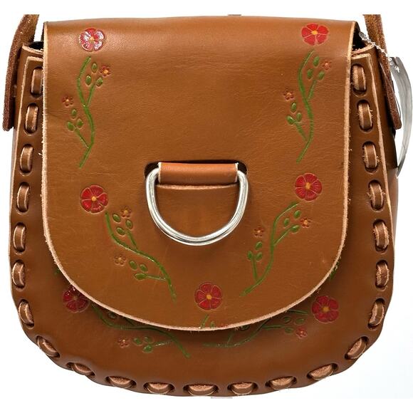 Wilsons Leather Floral Tulip Crossbody Saddle Bag Brown Bobo Western NWT CUTE - Picture 1 of 16